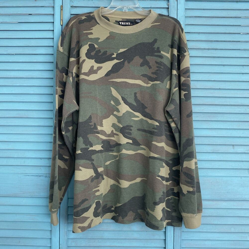 Trust USA Shirt Sz XL ~ Long Sleeve ~ Green Camouflage